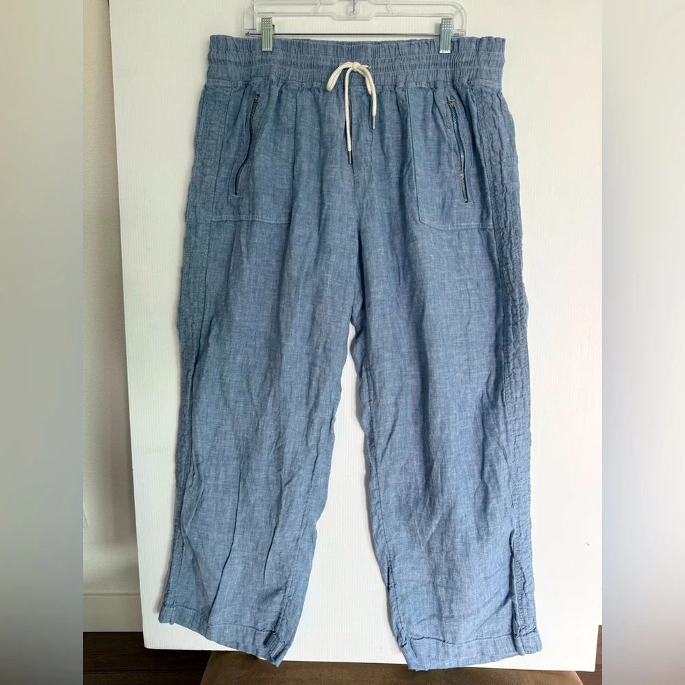 ATHLETA Blue Linen Pants - Picture 1 of 8